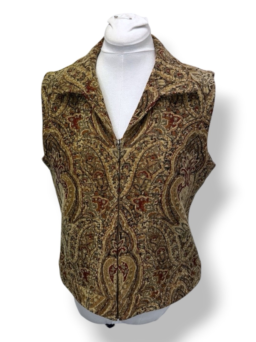 Crazy Horse by Liz Claiborne Women’s Floral Tapestry Vest VTG 90s Browns/Red L